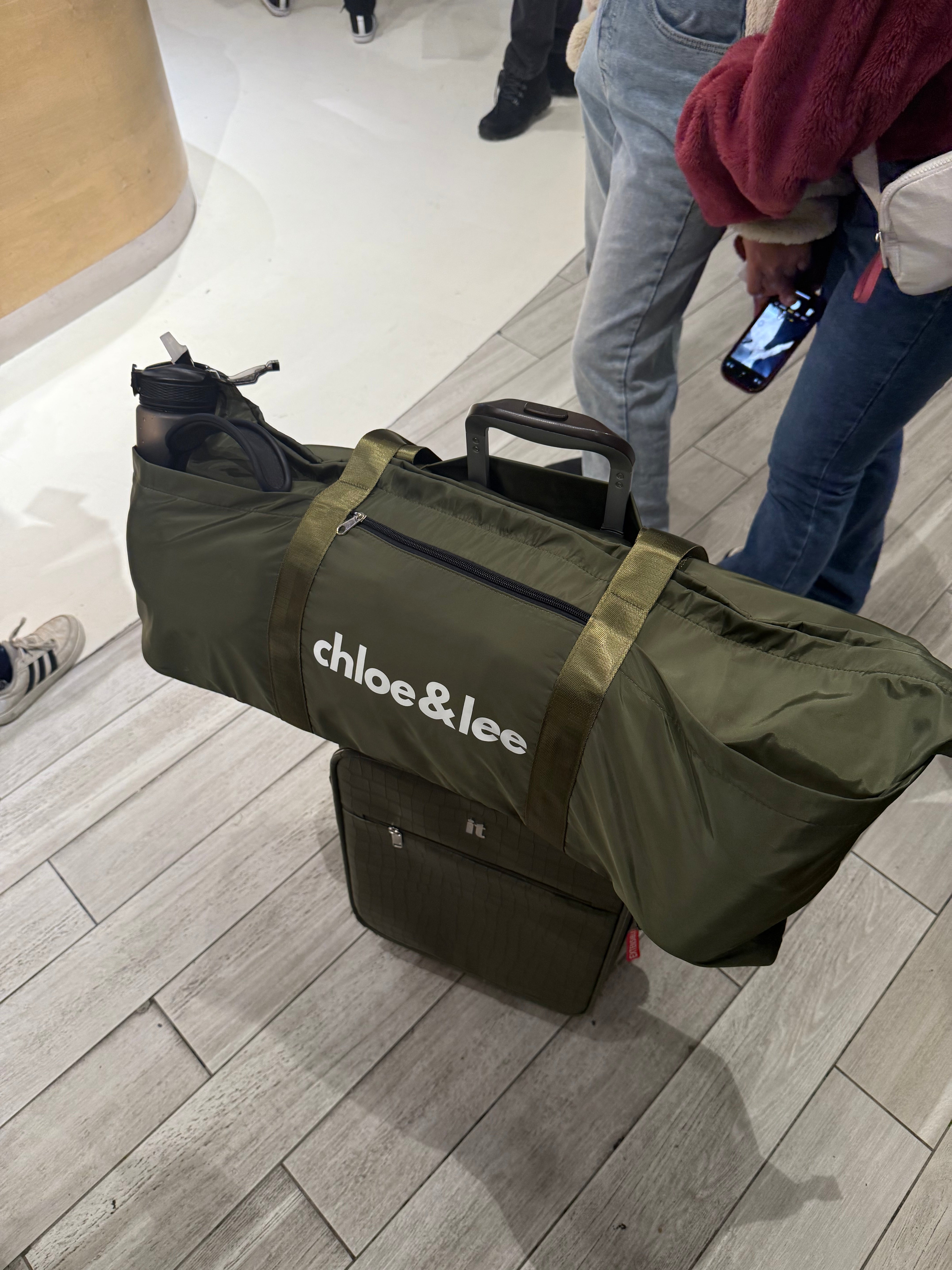 Yoga bag carried on luggage bag